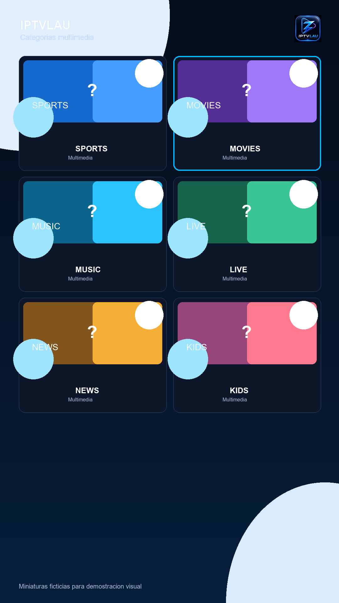 Categorías multimedia en IPTVLAU