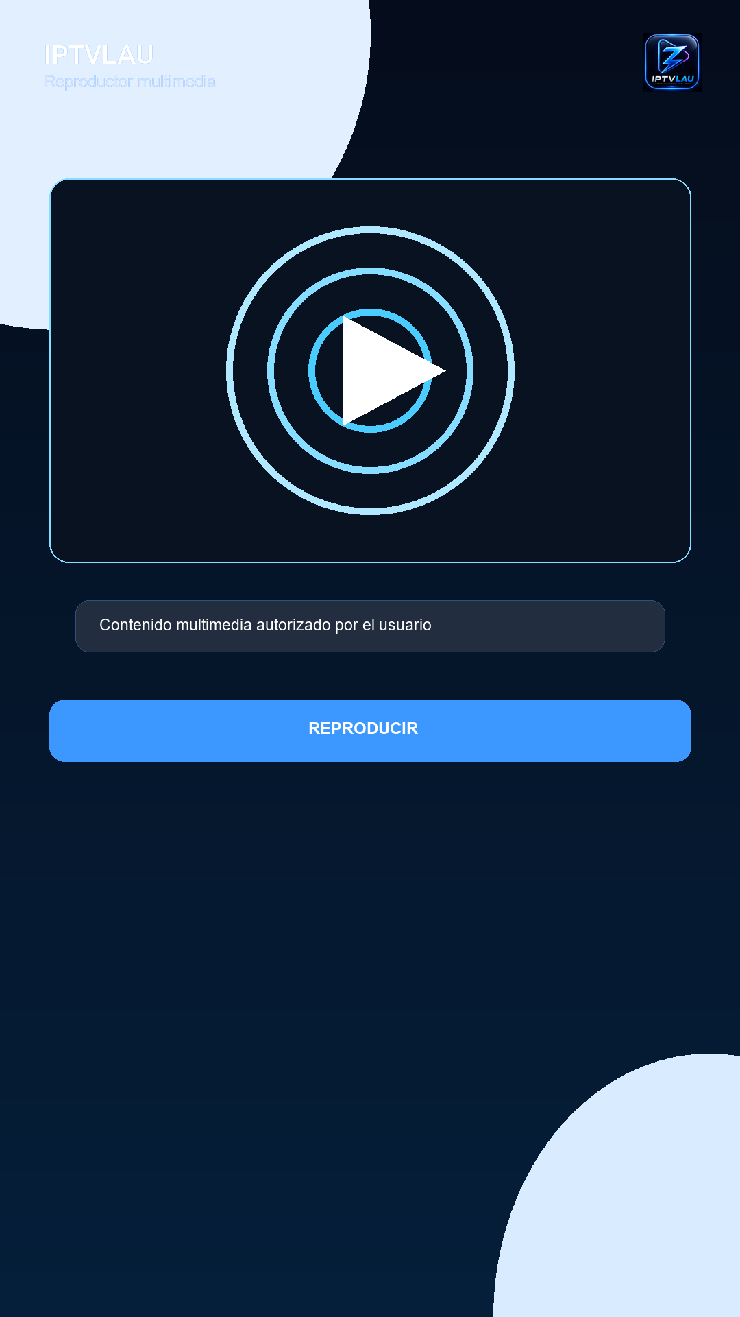 Pantalla del reproductor multimedia IPTVLAU